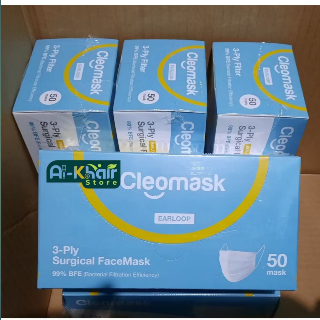 CLEOMASK 3 PLY SURGICAL FACE MASK / BOX (Hijau)