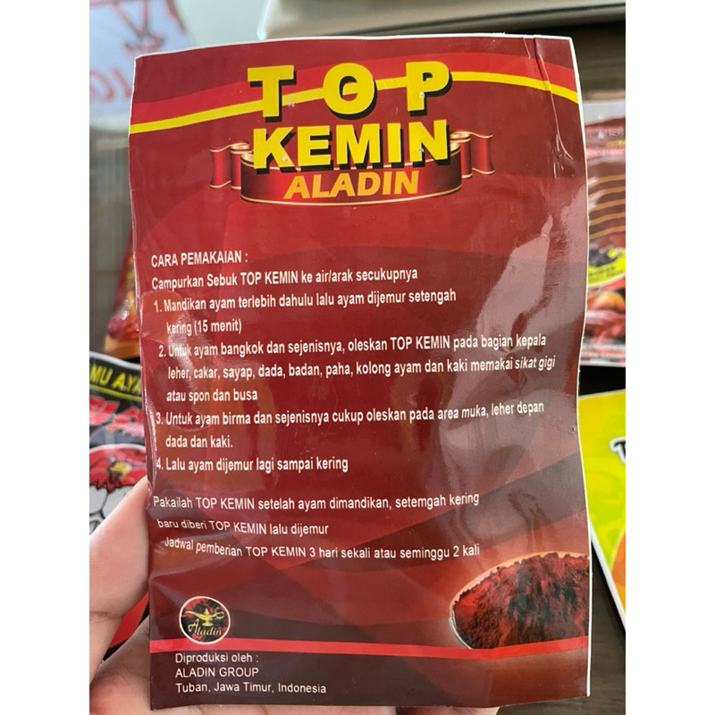 obat ayam top kemin aladin bubuk isi 35gram vitamin ayam top kemin aladin