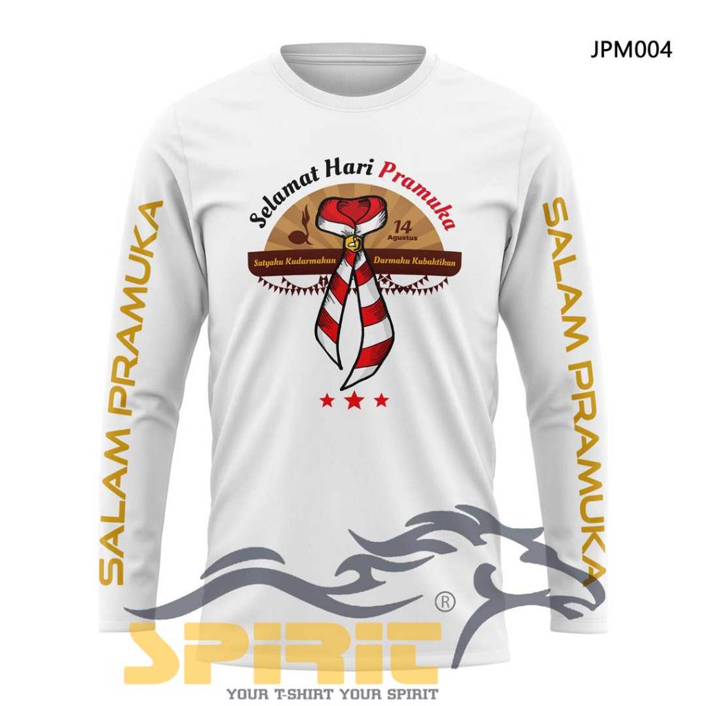 Kaos Pramuka Bahan Cotton Combed 24s Distro Premium Sablon DTF Pria Wanita Lengan Panjang Jumbo