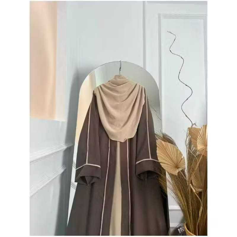 Gamis Syari Mewah Lebaran Termurah Buju Muslimah-coklat c tanpa hijab