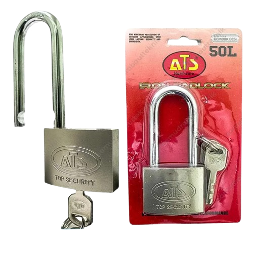 Kunci Gembok Rumah ATS 50 mm Panjang Gembok ATS 50mm Iron Padlock ATS Gembok Putih Silver ATS