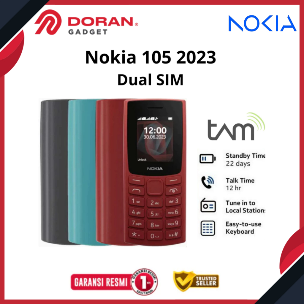 Handphone / HP Jadul Nokia 105 2023 Dual SIM Original Garansi Resmi 1 Tahun