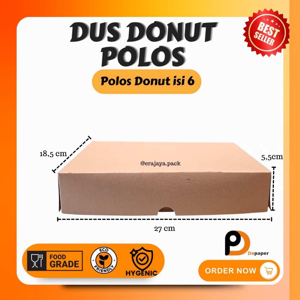 

[Min 25pcs] Dus Donat/Box Makanan Kraft Polos Laminasi isi 6pcs