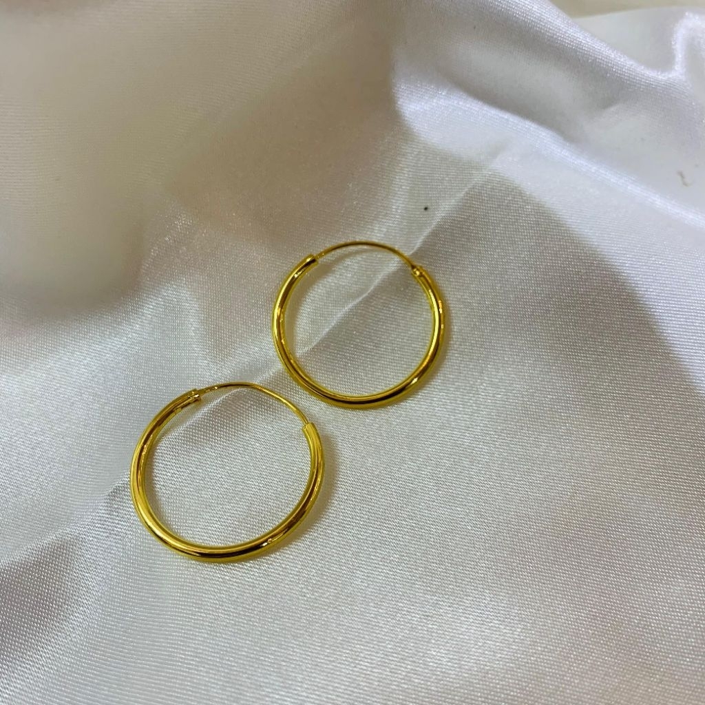 anting gipsy dewasa polos dan motif anting bulat lapis emas 24 karat korean styles anti karat dan lu