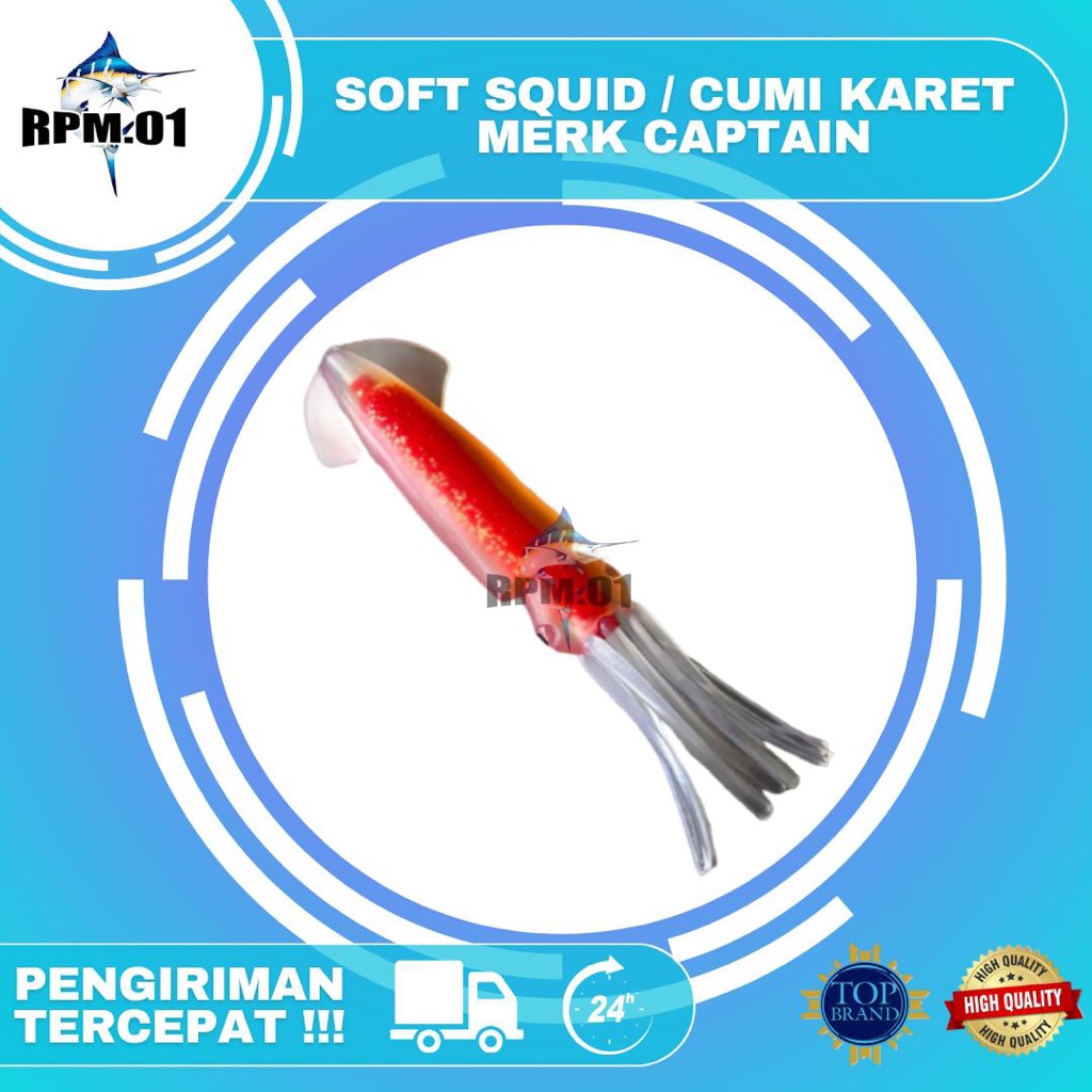 SOFT SQUID CAPTAIN | CUMI KARET MERK CAPTAIN | UMPAN PANCING CUMI KARET