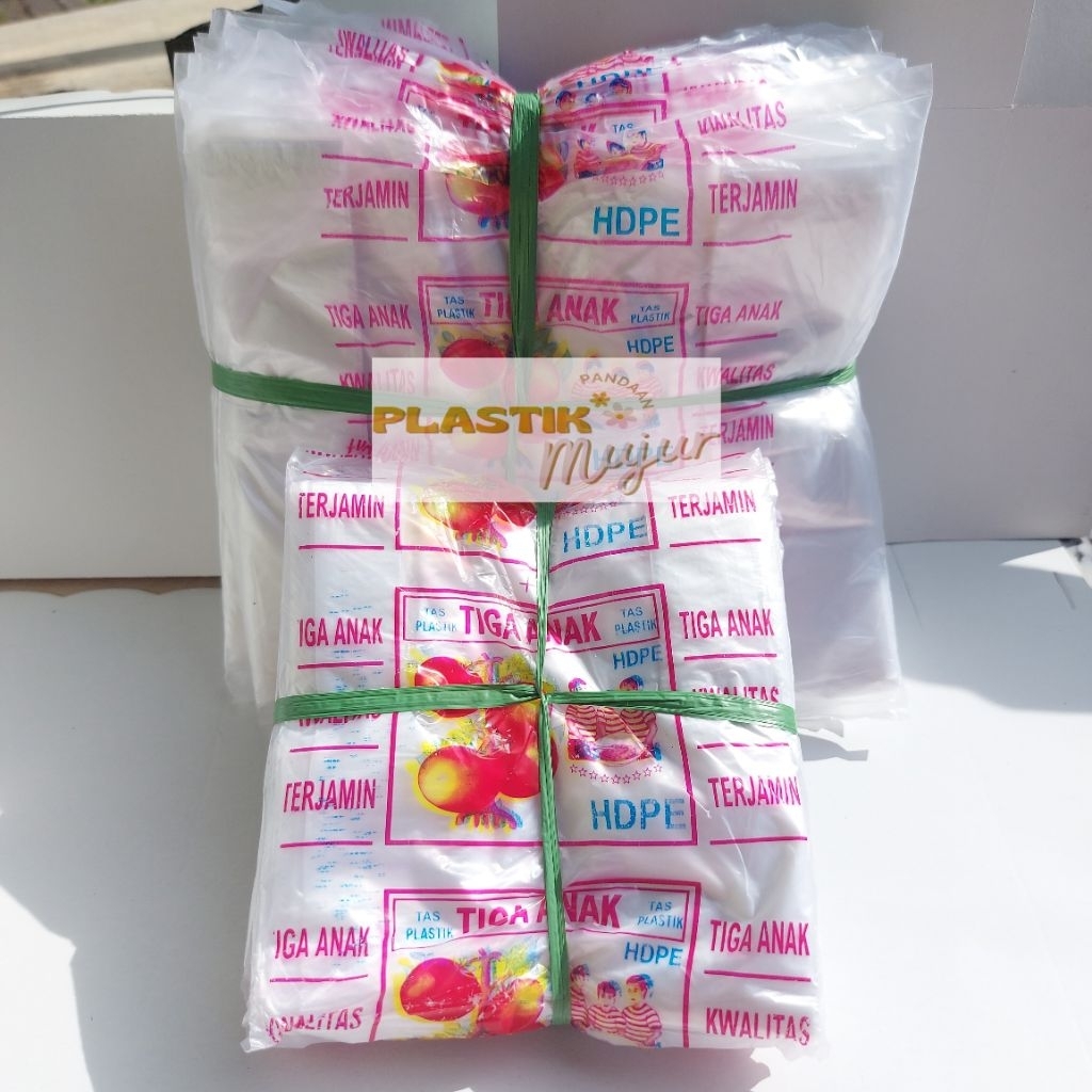 KANTONG KRESEK HDPE BENING UKURAN 24cm dan 15 cm TIGA ANAK KRESEK PUTIH