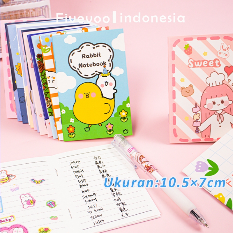 

FIVEVOO Buku Mini Anak-anak / Buku Tulis Motif Lucu / Buku Tulis Motif Lucu / Buku Mini Kartun 10.5*7cm