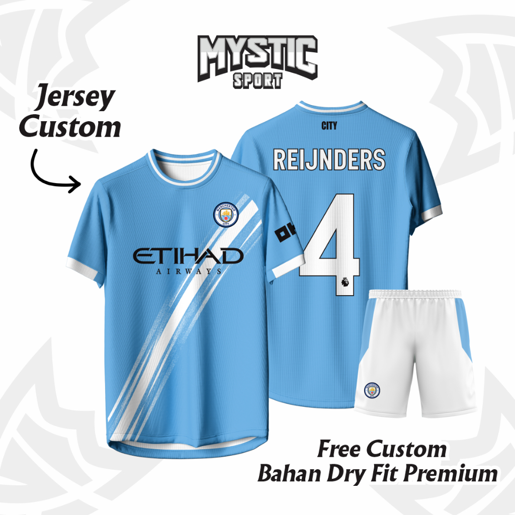 Jersey Futsal // Jersey Sepakbola // Jersey Retro // Jersey Man City Full Printing Custom Unisex