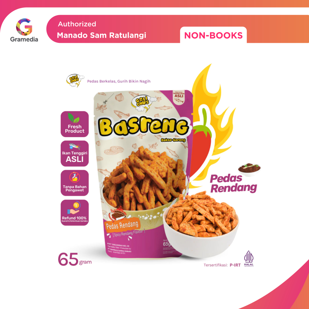 

Gramedia Manado-Chip Geli Basreng Pedas Rendang 65 GR
