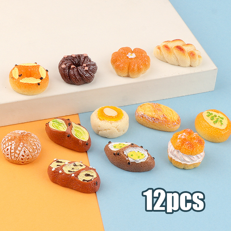 12pcs Cute 3D Cartoon Fridge Magnets - French Alkali Bread Magnetic Stickers, Fun Refrigerator Stick