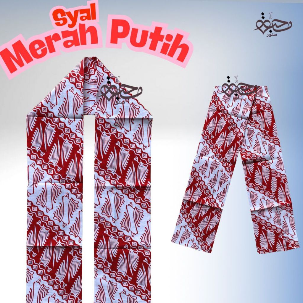 Syal Merah Putih Selendang Batik Indonesia Syal Leher