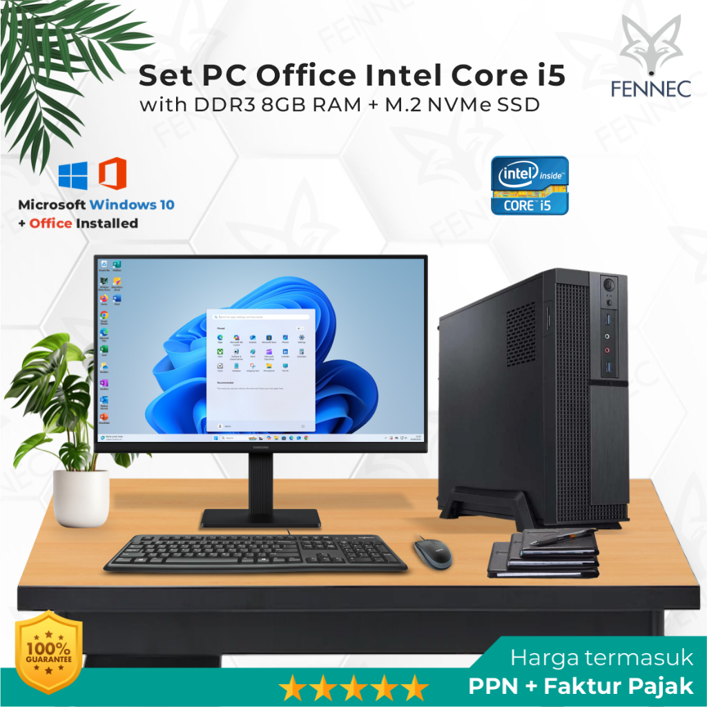 Set PC Slim Intel Core i5 RAM 8GB SSD Rakitan Office