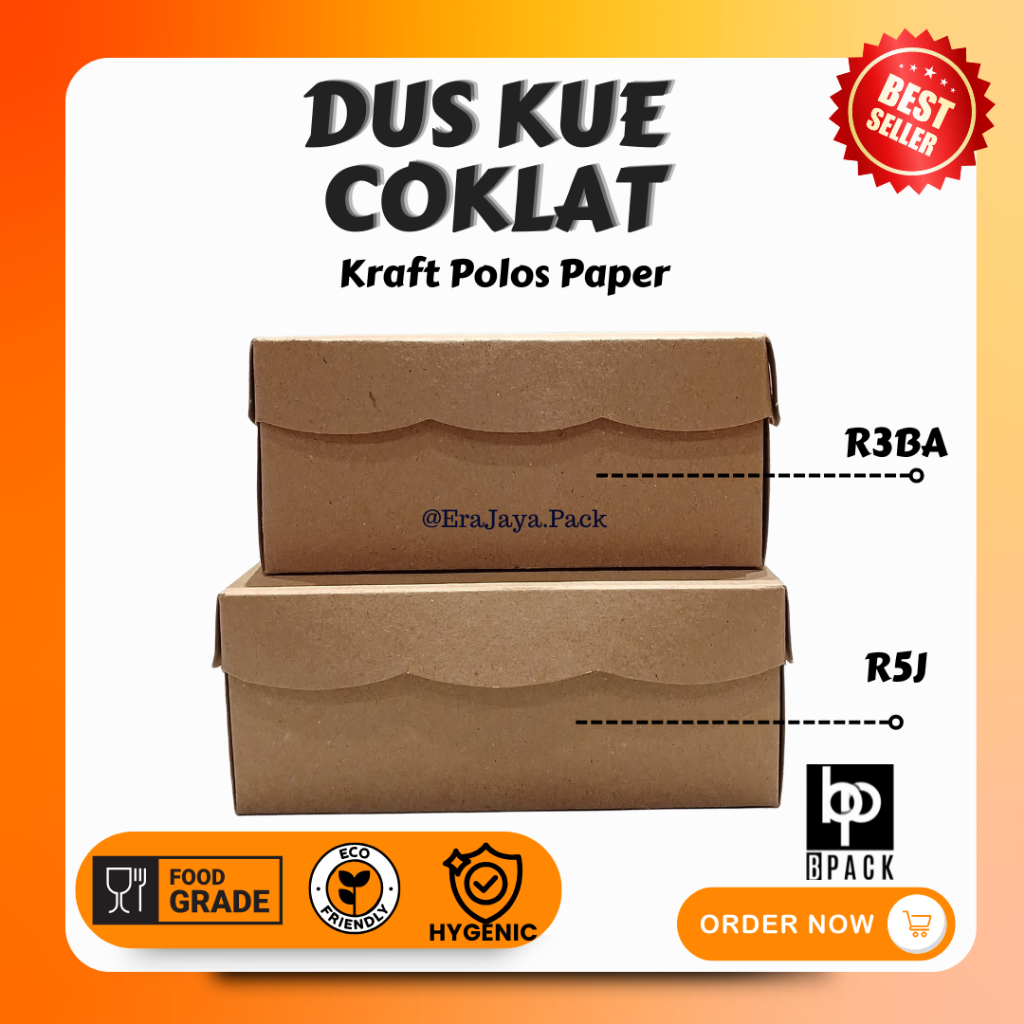 

[Min 30pcs] Dus Kue Coklat Polos Box Makanan Kraft Non Laminasi /Variasi R5J,R3BA