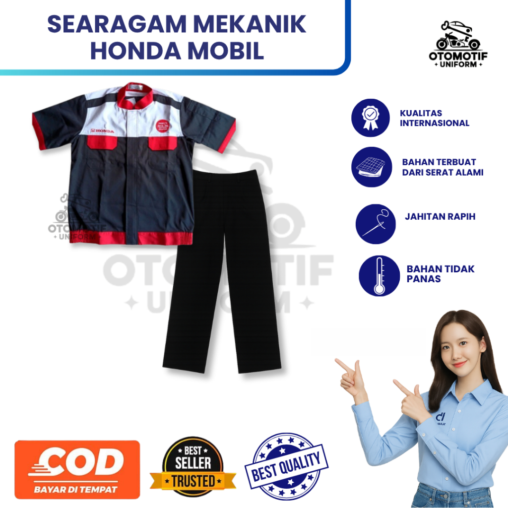 Wearpack Honda Mobil New / Wearpack Honda Mobil / Wearpack Honda Merah Hitam /Wearpack Bengkel Honda