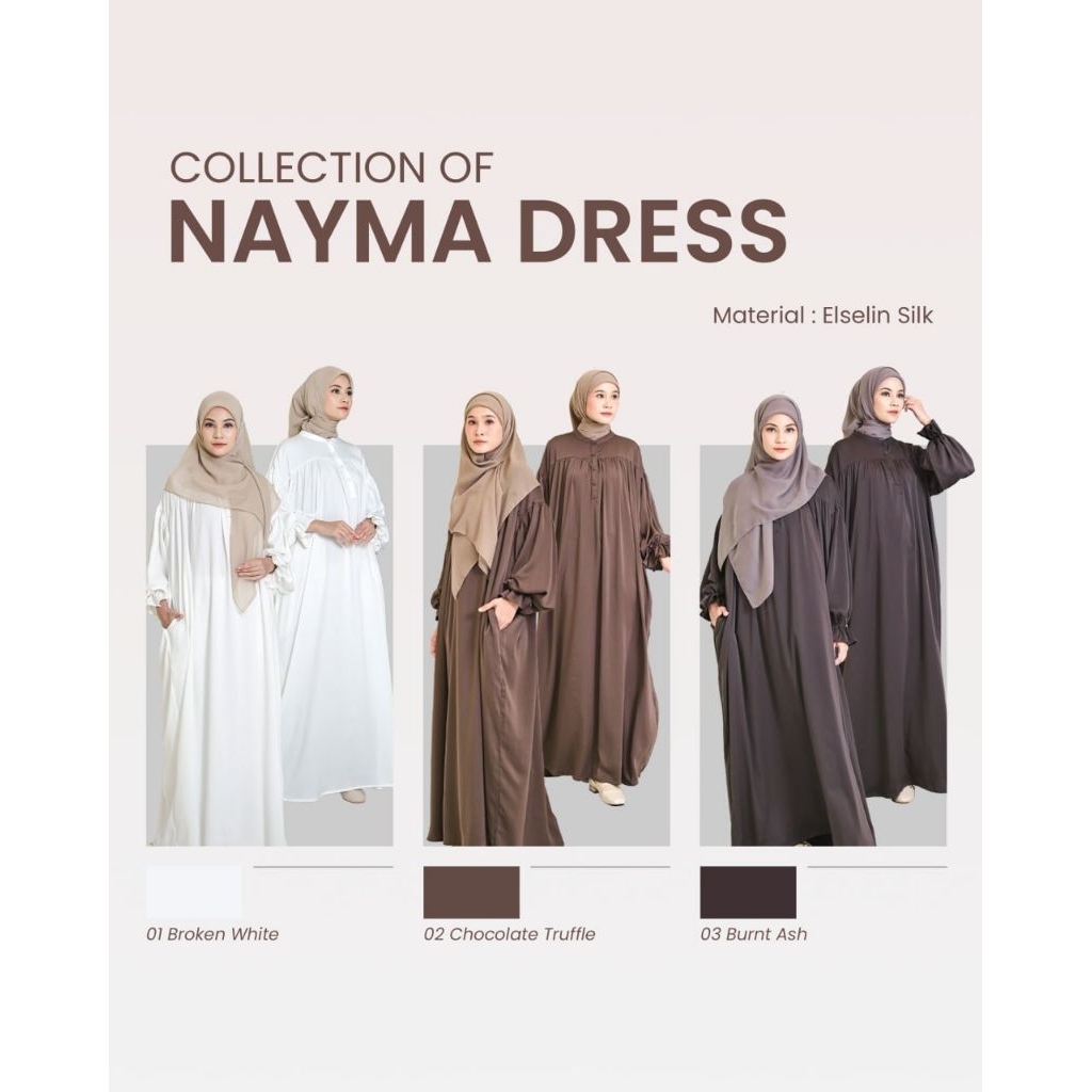 Nayma Dress Gamis Syari Polos Silk by Lidiahadiwinoto