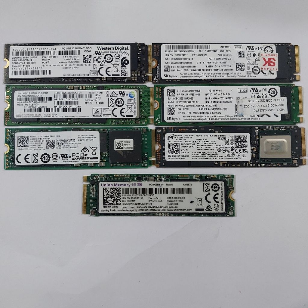 SSD M2 Nvme 512Gb SKHynix Samsung Intel 2280 Gen3 x4 Second ORI Copotan Builtup Sentinel 100%