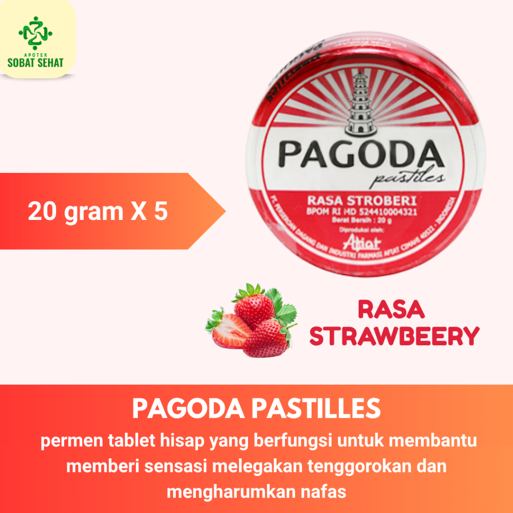 

[5 HEMAT] - Pagoda permen Pastilles Rasa Starwberry 20 gram