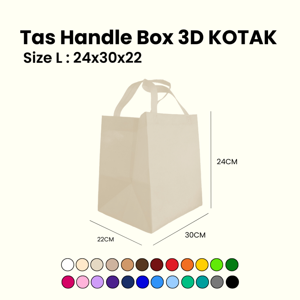 

1 LUSIN/12 PCS - Tas Spunbond Press Box 3D Kotak 24x30x22 cm Kantong Goodie Bag Dus Kue Nasi Bento Hantaran 18x18CM 20x20CM 22x22 cm