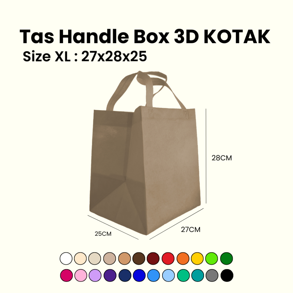 

1 LUSIN / 12 PCS - Tas Spunbond Press Box 3D Kotak 27x28x25 cm Kantong Goodie Bag Dus Kue Nasi Bento Hantaran 18x18 20x20 22x22 24x24cm
