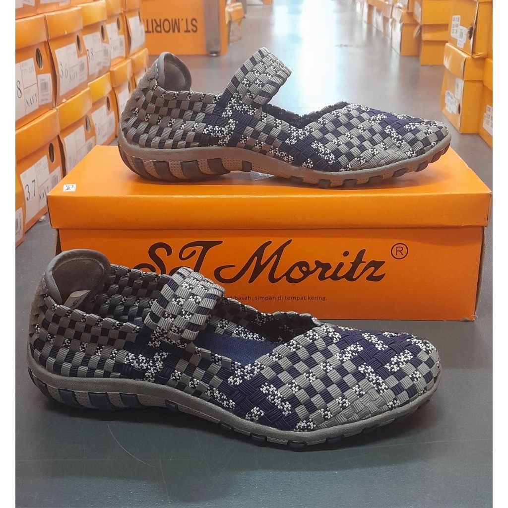 SEPATU FLAT WANITA RAJUT/ANYAMAN ST MORITZ  original