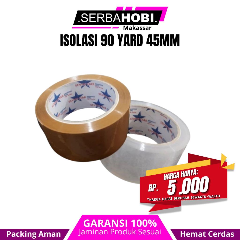 

Lakban Isolasi Plakban Bening Coklat 45mm x 90 Yard Roll