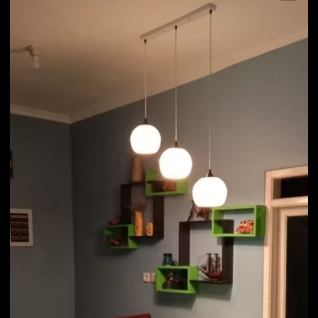 Lampu gantung cabang 3, bola dudukan panjang #Lampu Hias #Lampu Gantung #Dekorasi rumah
