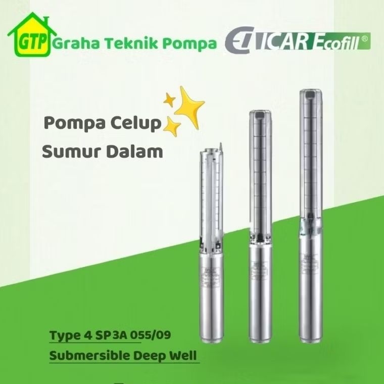 Icar Ecofill 4 SP 3-9 Pompa Celup Sumur Dalam - Submersible Deep Well