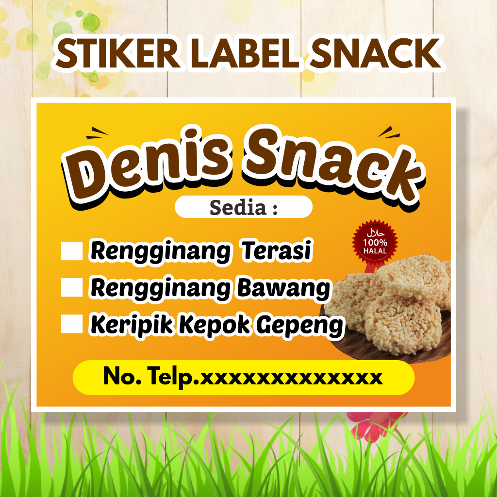 stiker label snack makanan custom