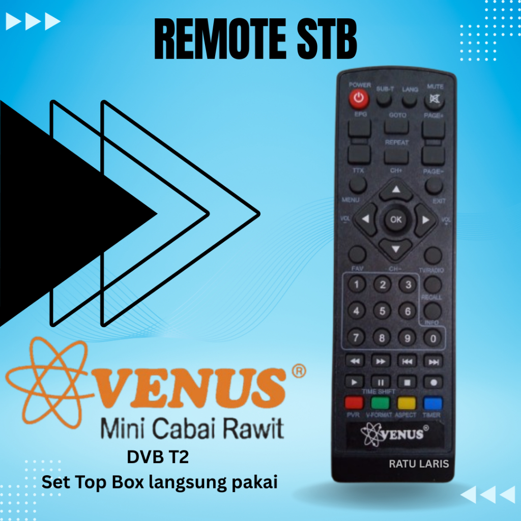 Remot STB Venus DVB-T2 langsung pakai