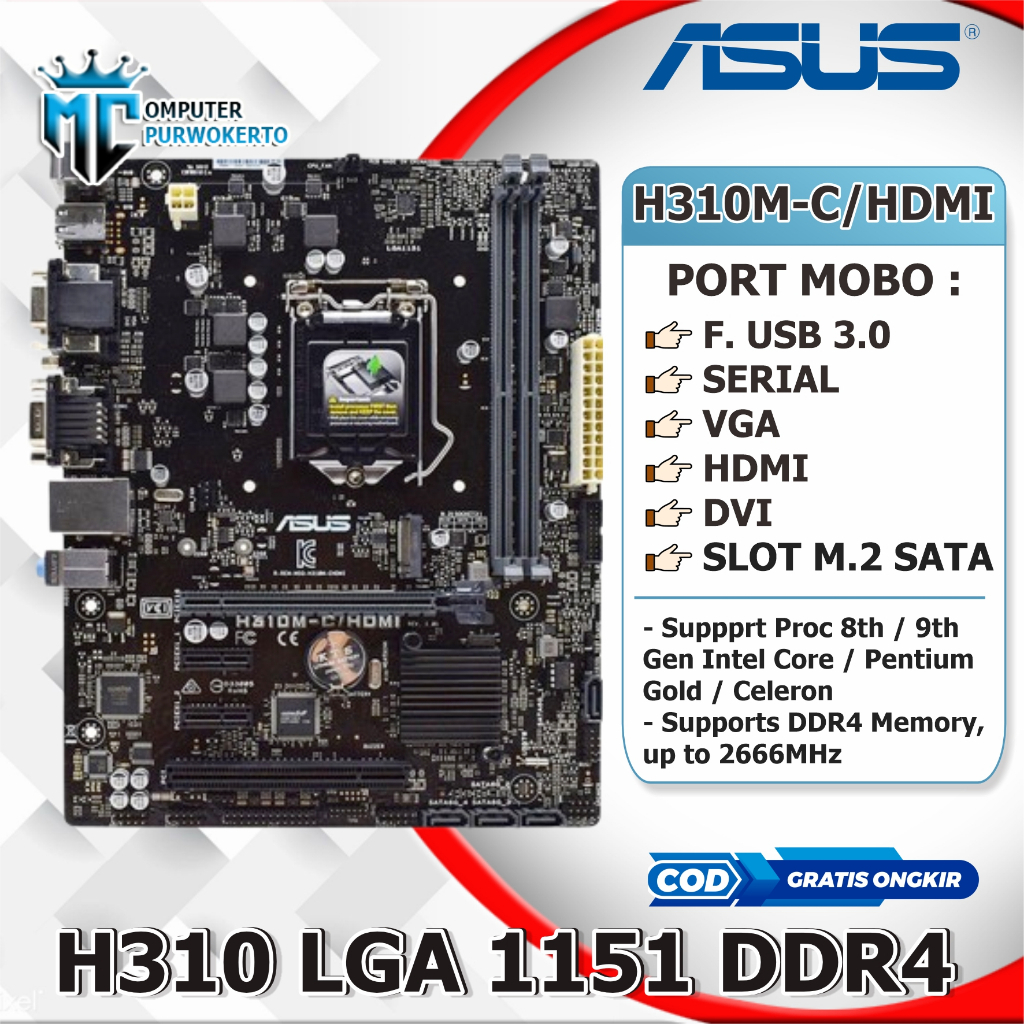 Mobo Motherboard Mainboard H310 Intel Lga 1151 DDR4