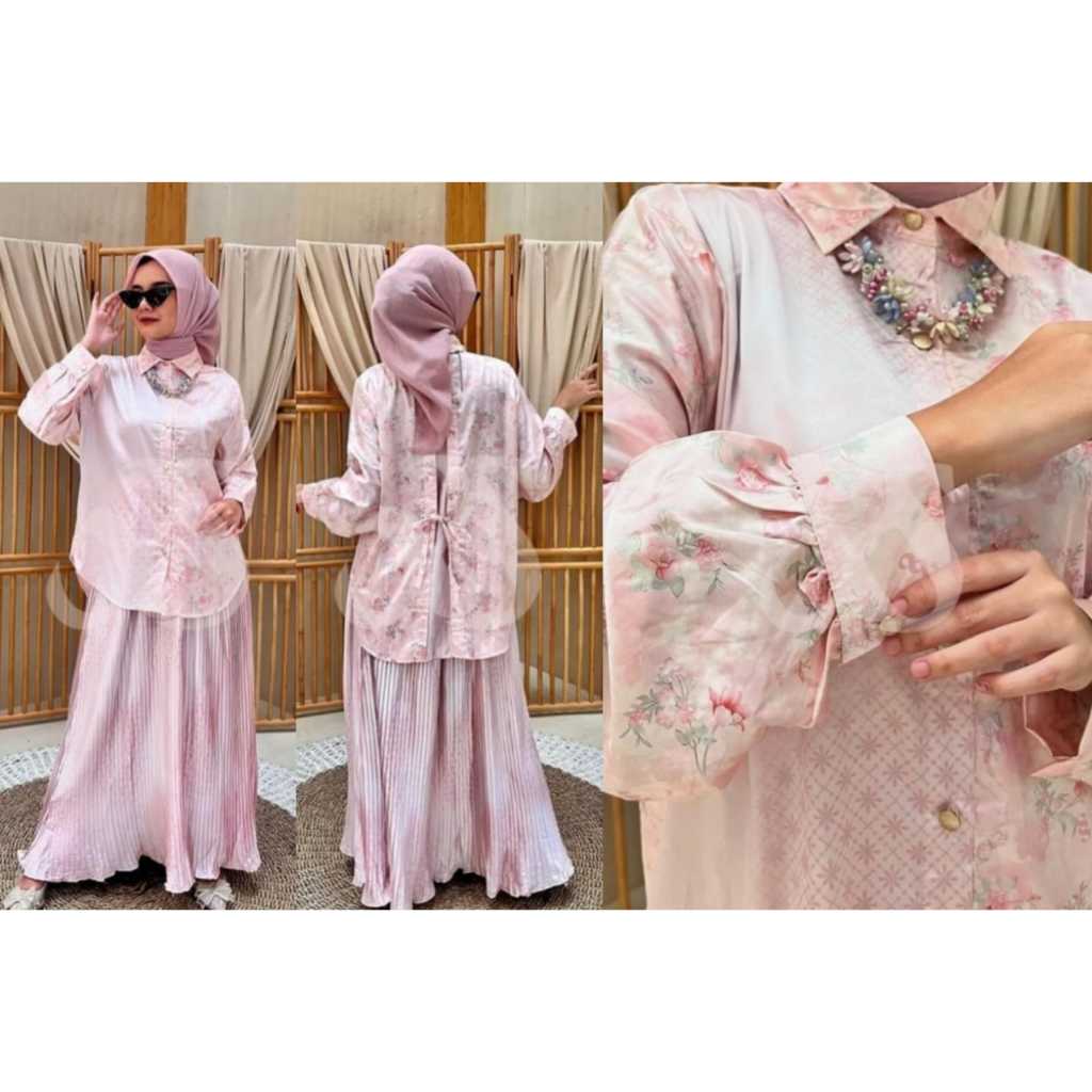 Setelan rok plisket silk-setelan silk-setelan rok plisket silk-oneset rok plisket silk