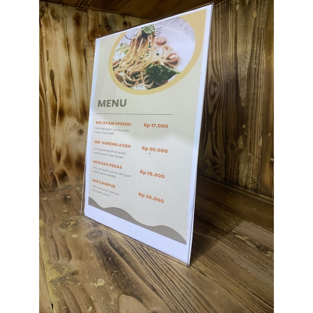 

Display Menu Akrilik Acrylic Tempat Brosur Menu Makan Qris Ukuran A4 LETTER L Tebal 2mm