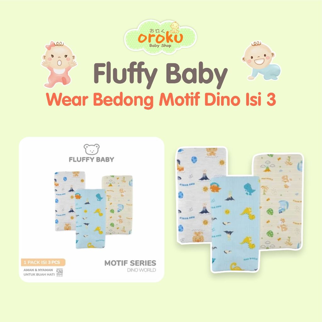 FLUFFY BABY WEAR BEDONG MOTIF DINO ISI 3/ BEDONG BAYI