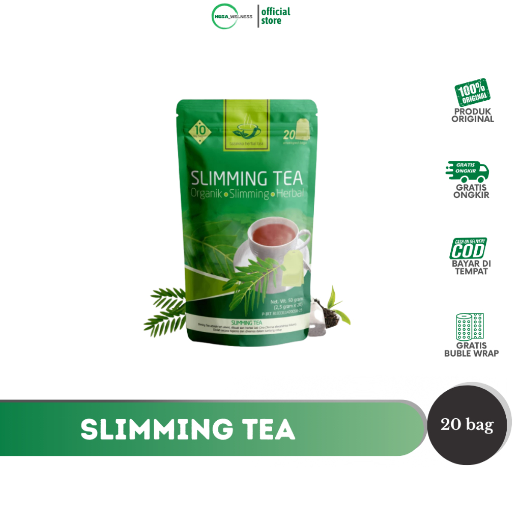 

TEH CELUP SLIMMING TEA TAZAKKA | teh pelangsing herbal asli | bersihkan usus besar | bantu detoksifikasi | kurangi nafsu makan | tingkatkan metabolisme & konsentrasi | kemasan standing pouch isi 20 kantong | original 100% | bisa COD