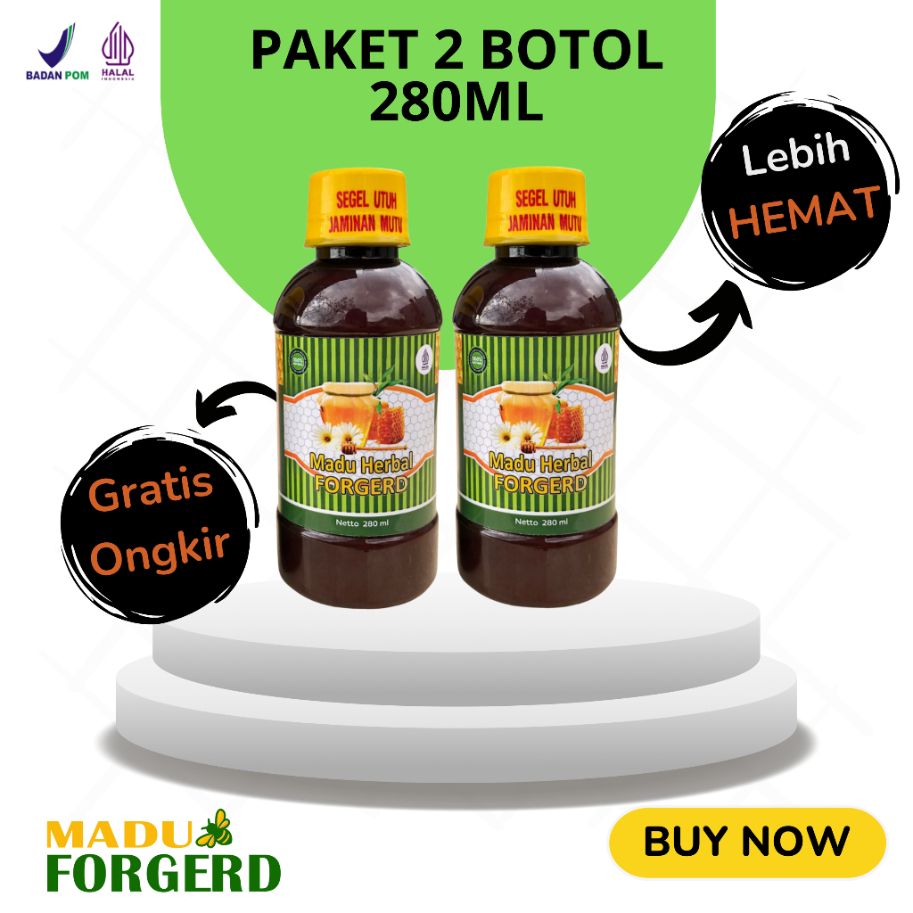 

Paket 2 Botol Madu Forgerd 280ml Asli Original