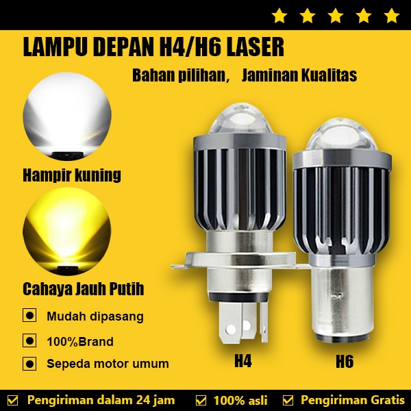 PROMO LAMPU LED H4 H6 LASER BHOLAM DEPAN UTAMA MOTOR LED LASER H4 H6