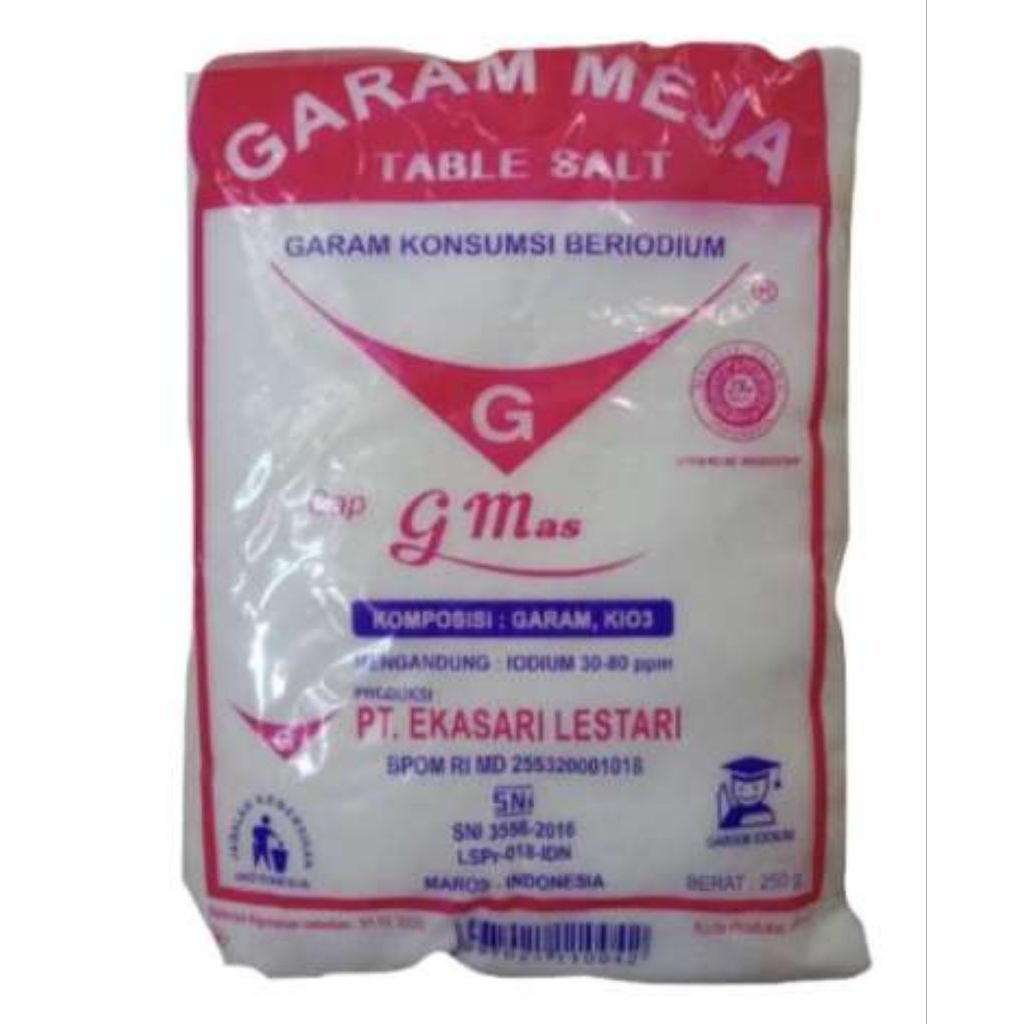 

Garam Halus Kecil ,Berat 250 Gram, Cap Gunung Mas