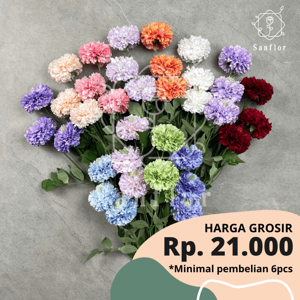 POMPOM KRISAN K3/ BUNGA ARTIFICIAL/ TANAMAN HIAS PLASTIK/ HIASAN PELAMINAN/ DEKORASI PERNIKAHAN