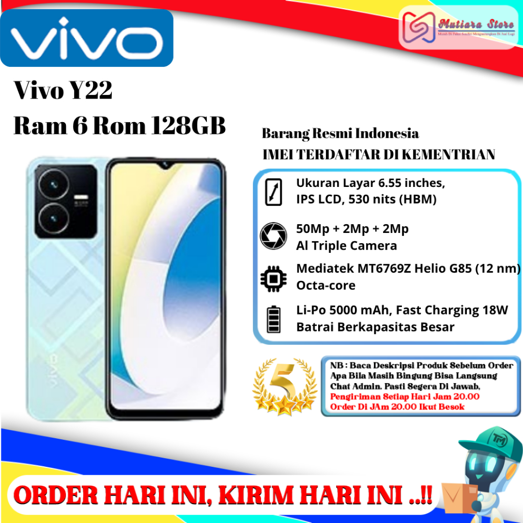 Vivo Y22 Ram 6 Rom 128GB