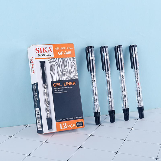 

1 LUSIN 12PCS PULPEN GEL 1.0 MM BALLINER TANDA TANGAN SIKA BP-340 PEN GEL HITAM