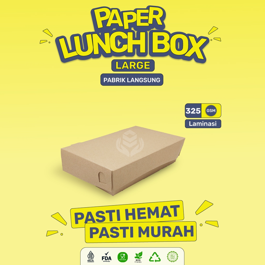 Paper Lunch Box Large Tebal 325 Gsm Lunch Box L (LB2K4-Laminasi)