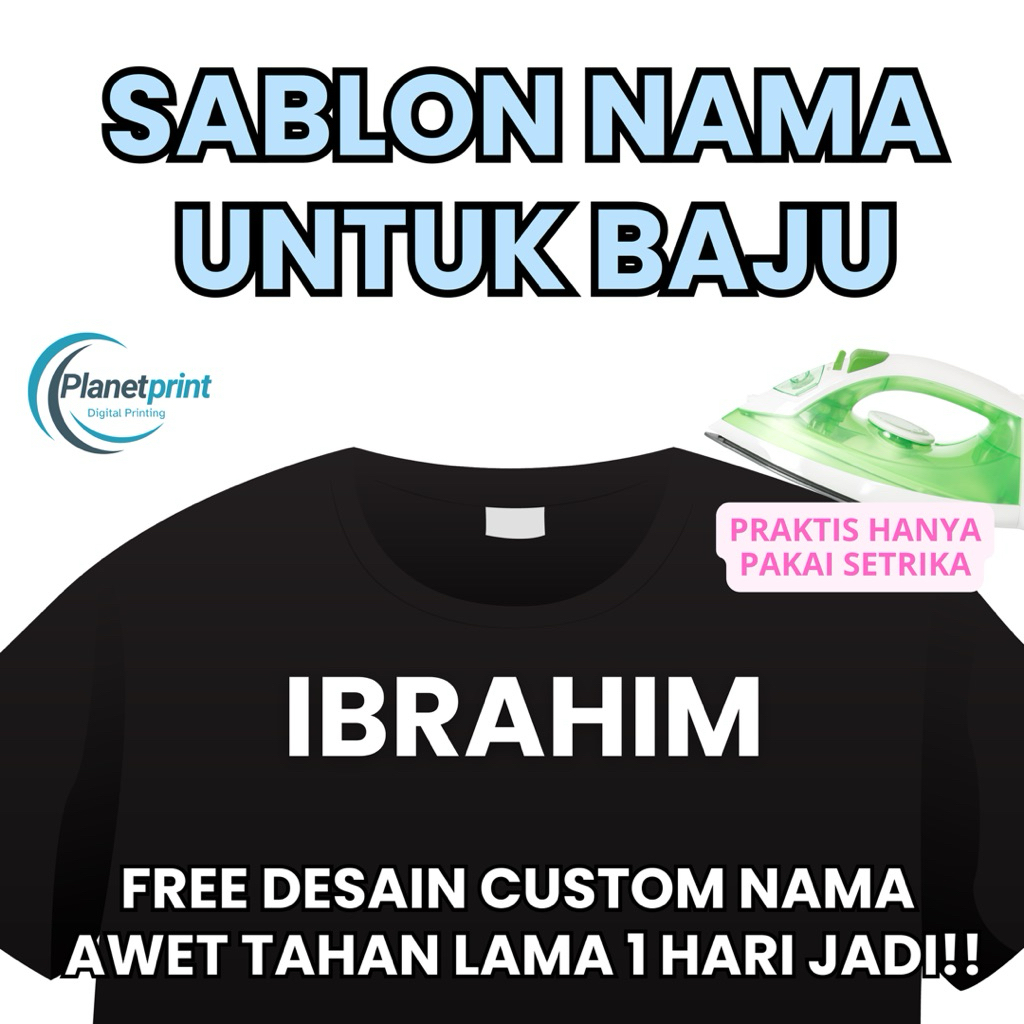 Sablon Setrika Nama Ukuran Besar / Sablon Custom Setrika Nama