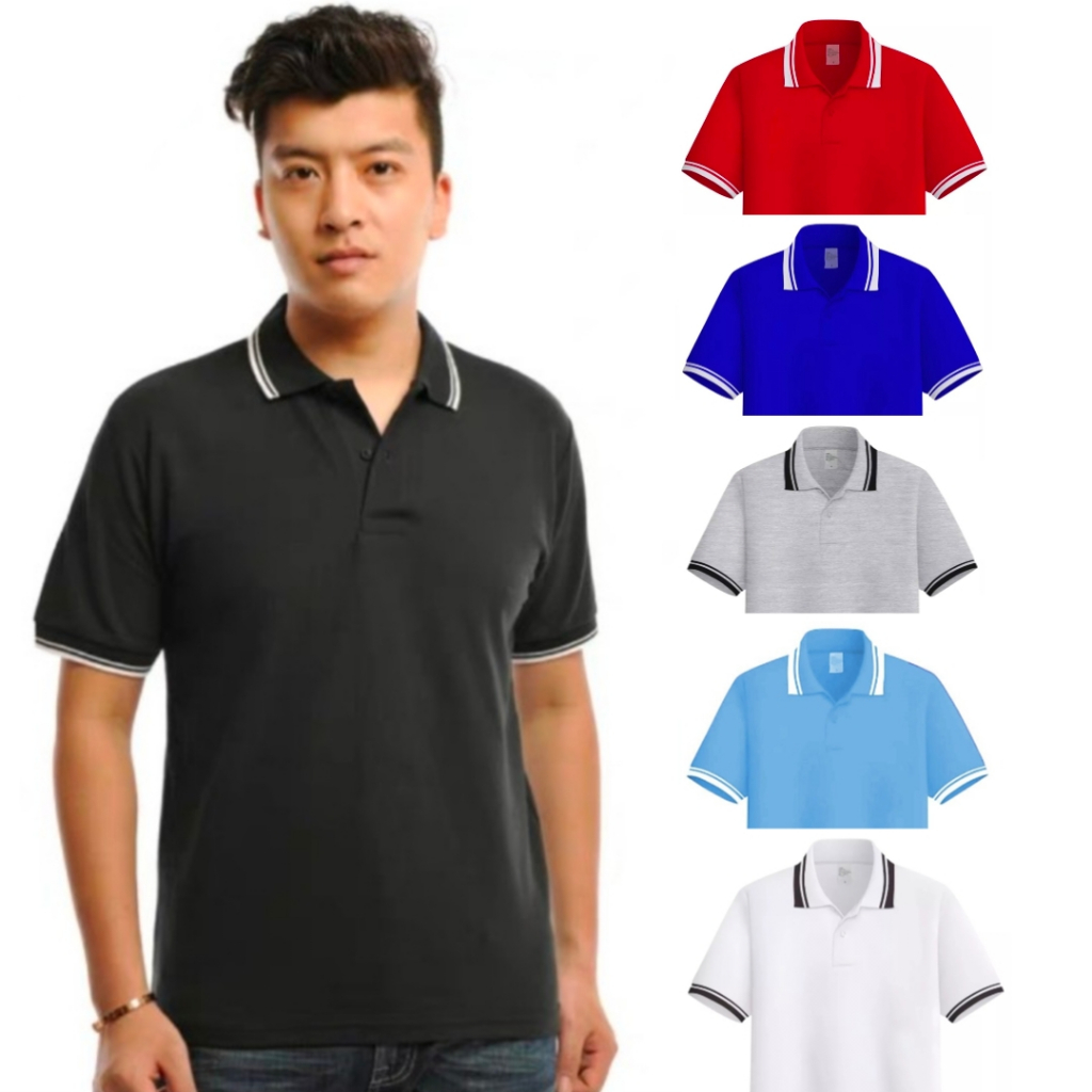 Kaos Kerah Pria Motif List/Kaos Pria Seragam Motif List/Baju Pria Kerah