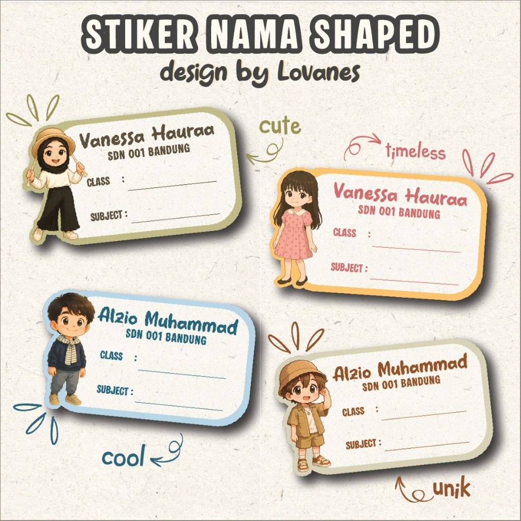 

Stiker Nama Shaped / Stiker Nama Sekolah / Stiker Nama Buku / Sticker Pelajaran/LOVANES
