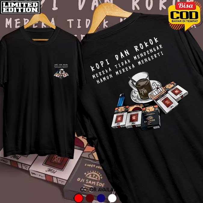 KAOS PRIA KATA KATA KOPI DAN ROKOK | SIMPLE, DINAMIS, DAN MEMBERIKAN KESAN KASUAL