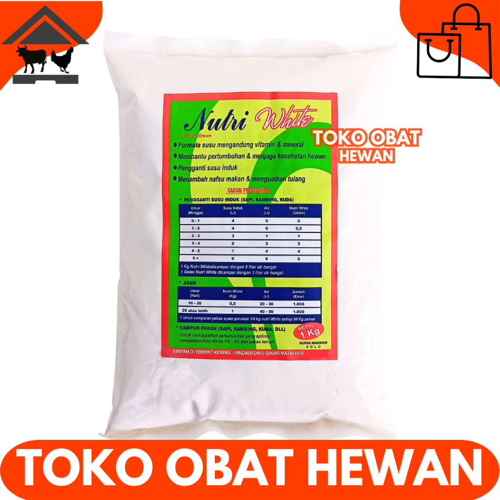 NUTRI WHITE 1KG Susu Hewan Ternak Sapi kambing Domba Pedet Cempe