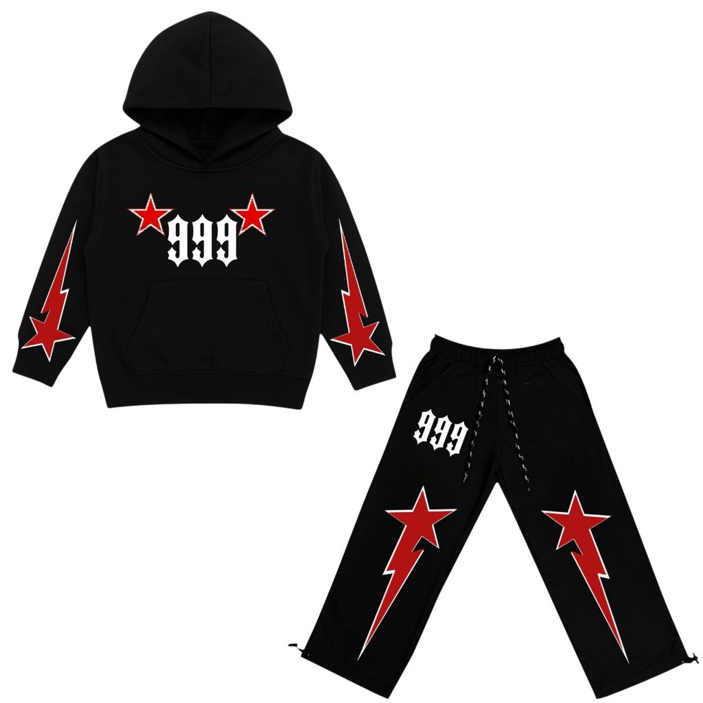 Setelan Hoodie Skena Baggy Pants Bintang Merah Anak Laki-Laki/Perempuan Usia 5-13 Tahun Premium Jeen