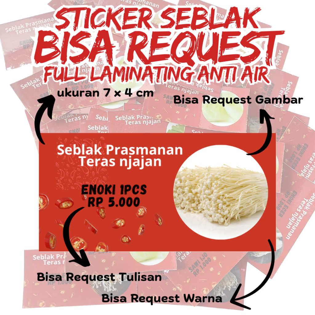 

Stiker Harga Seblak Custom || Stiker Seblak Laminating || Stiker Harga Toping || Stiker Topping isi 20 pcs