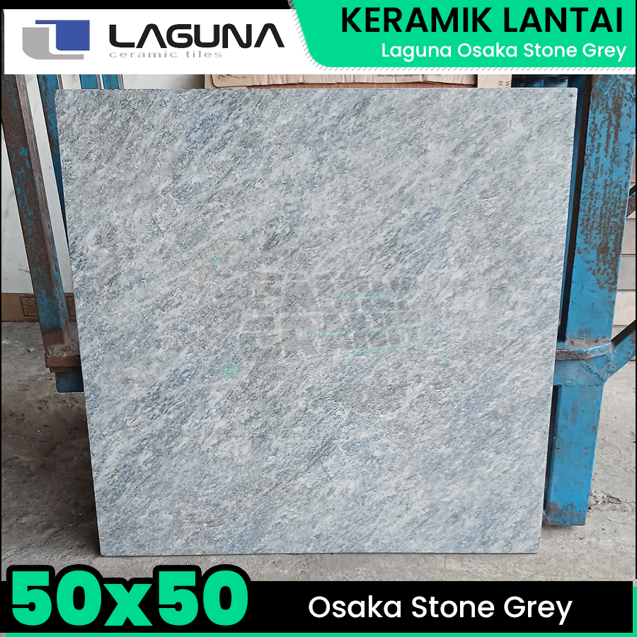 Keramik Kasar 50x50 Laguna Osaka Stone Grey Lantai Garasi / Carport / Teras