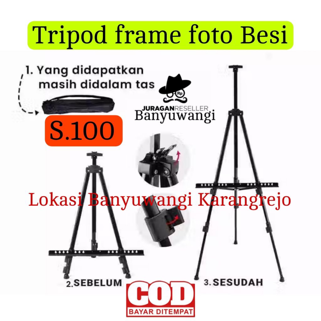 (K.100) Tripod frame foto besi for lukisan / wedding / foto pajangan